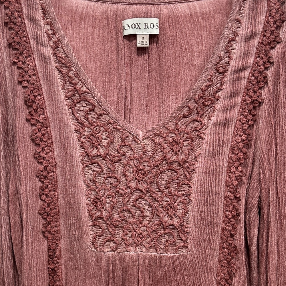 Knox Rose Women's Lace Accent Long Sleeve Top Size Small - Picture 3 of 7